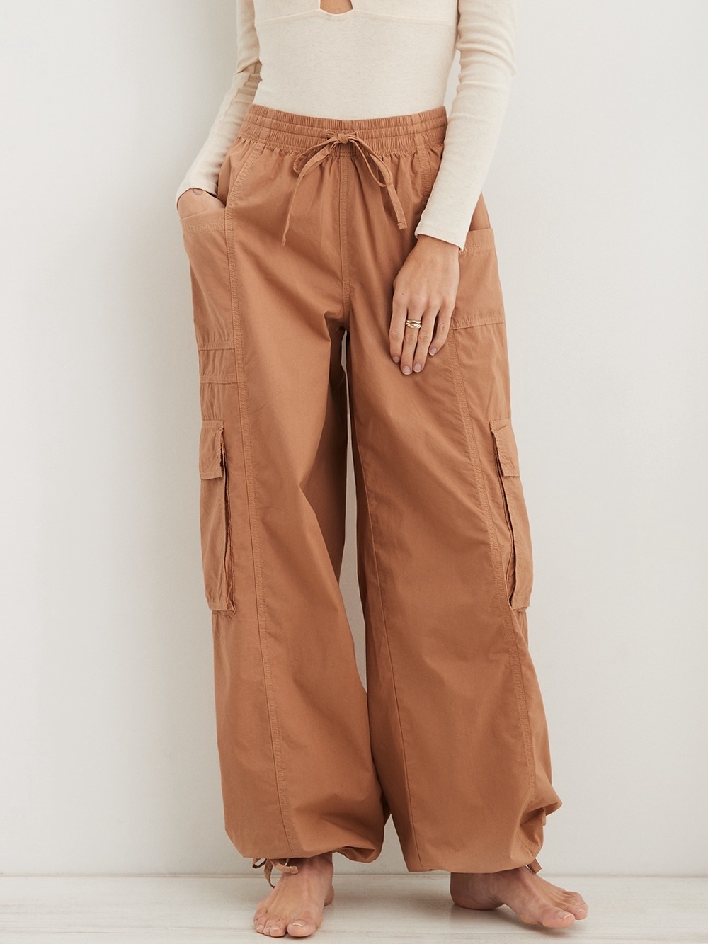 Aerie Go For It Cargo Parachute Drawstring Pants - Pink - Picture 4 of 6